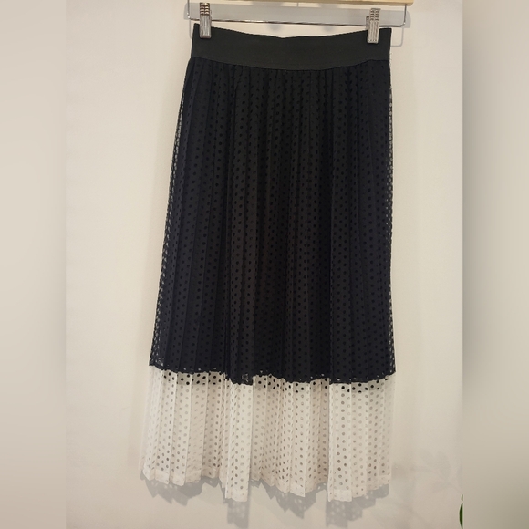 Sandro Black and White Layered Maxi Skirt - Picture 1 of 7